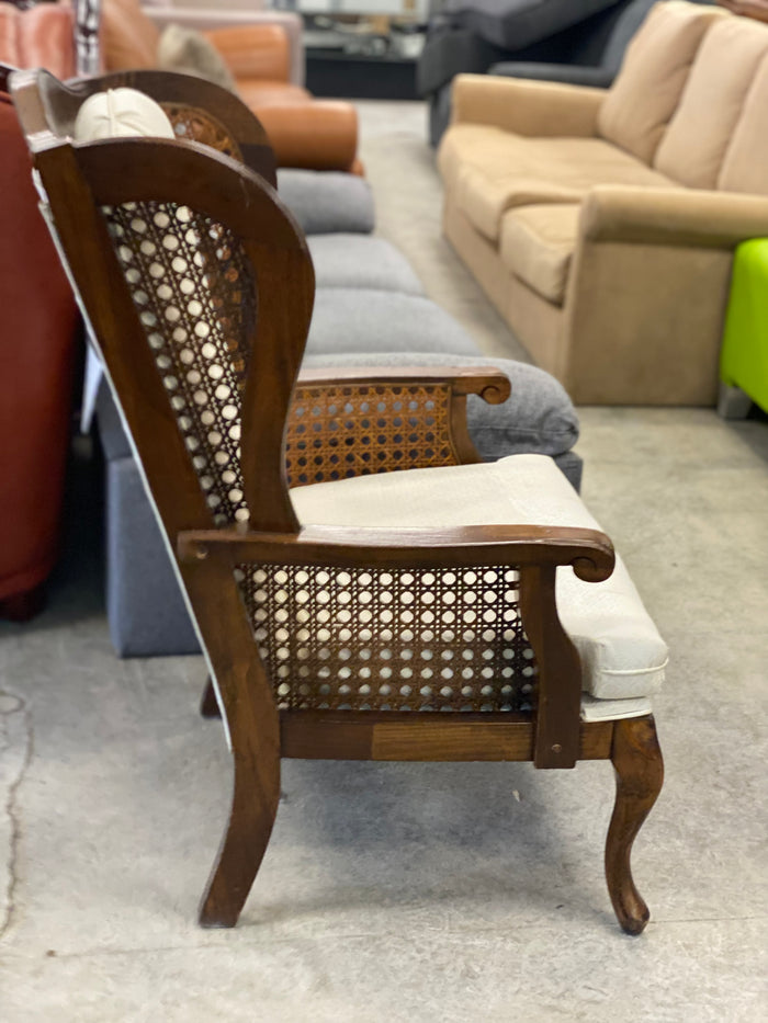 Vintage Rattan Wingback Armchair