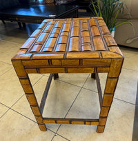 Vintage Bamboo-Design Faux-Brick Nested End Table Set of 2
