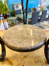 Elegant Two-Tiered Marble and Metal Pedestal Stand