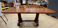 Antique Empire-Style Mahogany Drop-Leaf Pedestal Dining Table