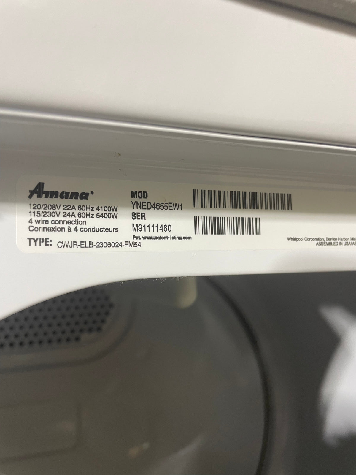 29"W Amana Dryer