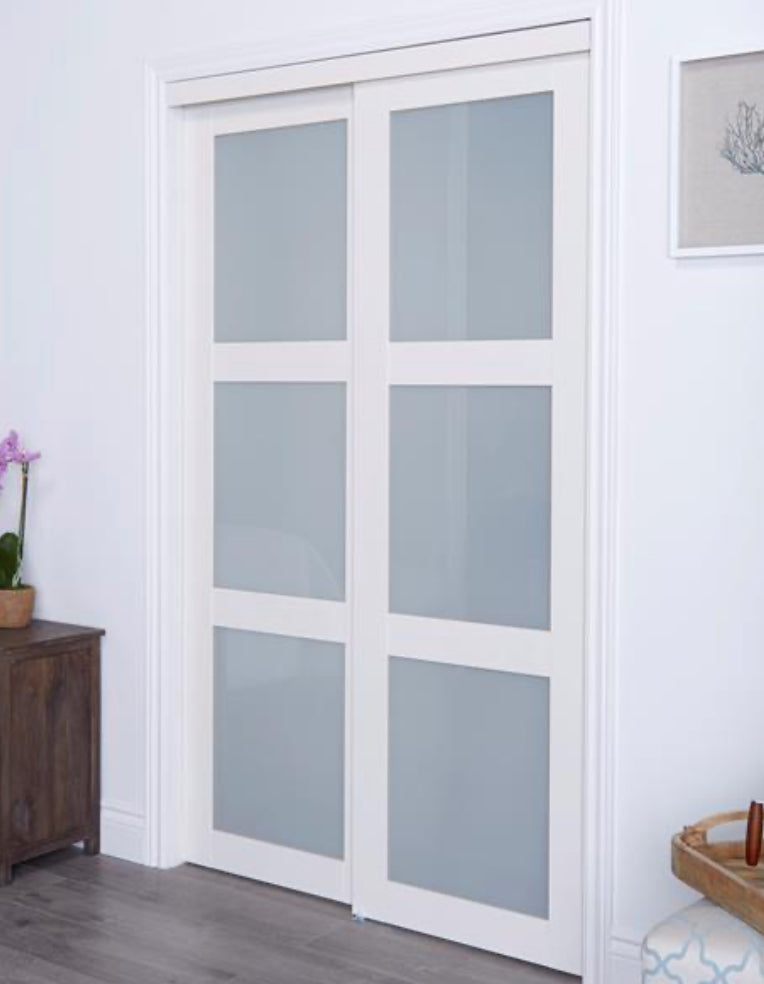 ReliaBilt Renin 72-in x 80-in Off-White Frosted Glass Sliding Closet Door