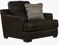 Dark Brown Italian Leather Chair with Decorative Cushion