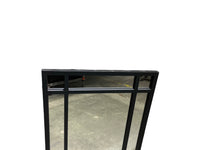 Black Geometric Grid Framed Wall Mirror