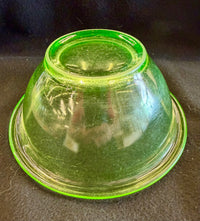 Vintage Uranium Glass Mixing Bowl in Glowing Vaseline Green
