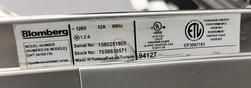 Bloomberg Integrated Dishwasher 24"
