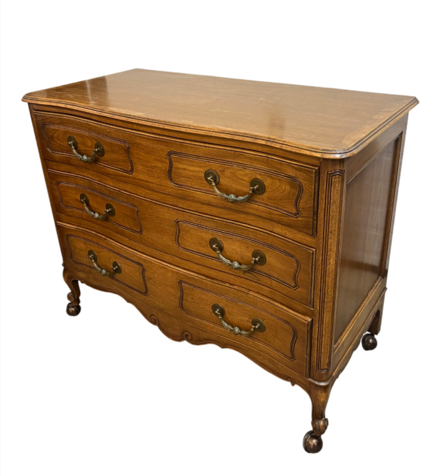 Vintage French Provincial-style wooden dresser With Wheels