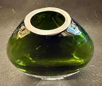 Mid-Century Modern Italian Emerald Green Sommerso Art Glass Pocket Vase