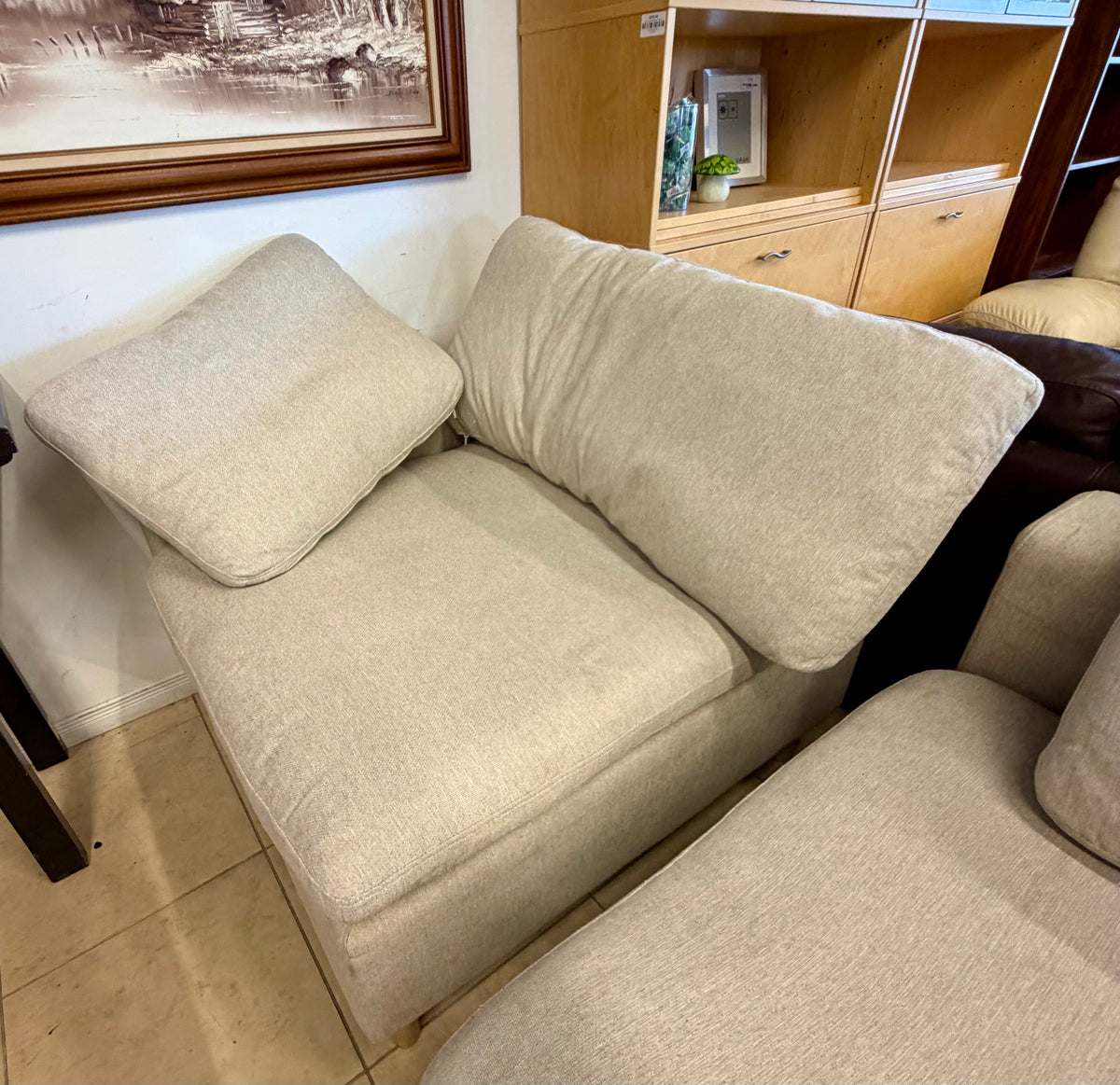 Cozy Modern Oatmeal Beige Modular Sectional / Armchair Set