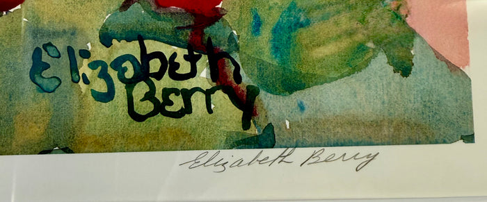 Elizabeth Berry “Hibiscus” — Signed Artist Proof Watercolor, Gold Gallery Frame