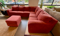 Cozy Coral Sectional, Ottoman, and Chair Set