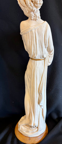 Vintage Grecian Maiden Water Bearer plaster/Resin Statue with Wooden Base