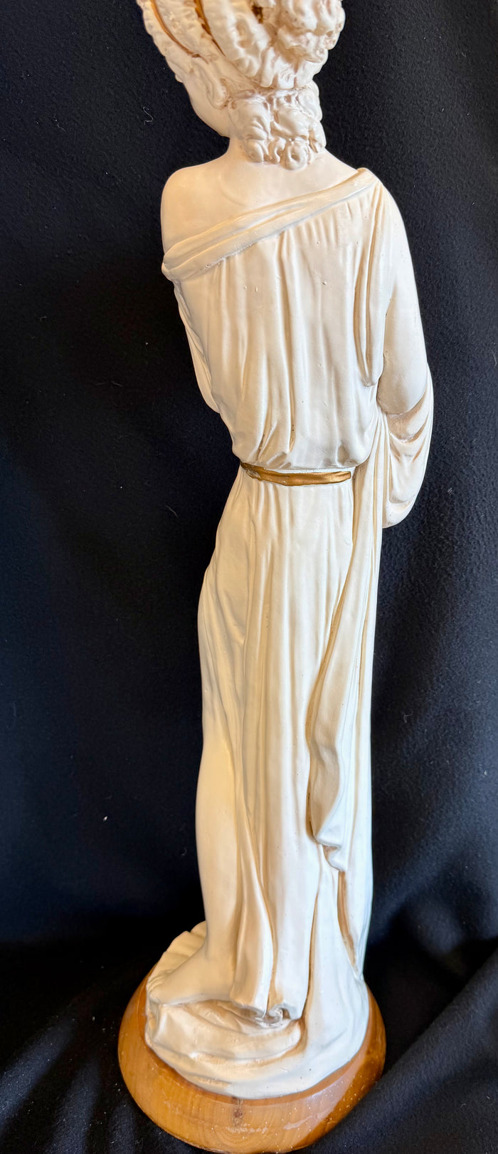 Vintage Grecian Maiden Water Bearer plaster/Resin Statue with Wooden Base