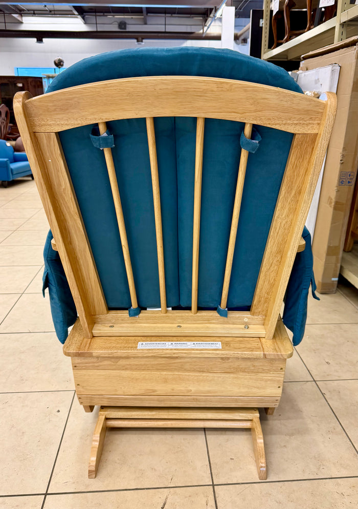 Foundations SafeRocker Nursery Glider and Rocking Chair in Natural Wood and Blue