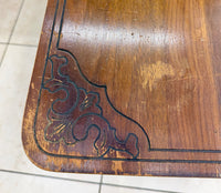 Antique Turn-of-the-Century Walnut Parlor Table with Removable White Marble Top and Magazine Rack