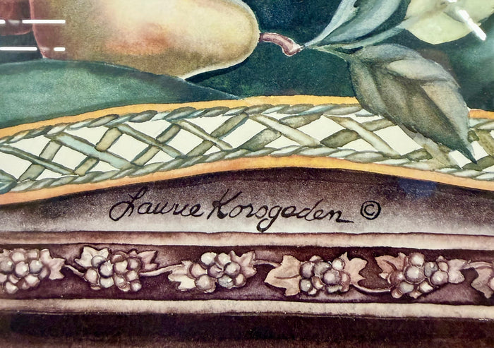 Ornate Framed Still Life by Laurie Korogoden – Fruit & Urn Decor