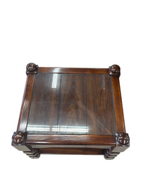 Solid Wood End Table with Glass Insert & Lower Shelf