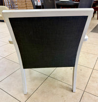 Pair of Mid-Century Inspired Off-White Frame Armchair with Charcoal Grey Tufted Upholstery