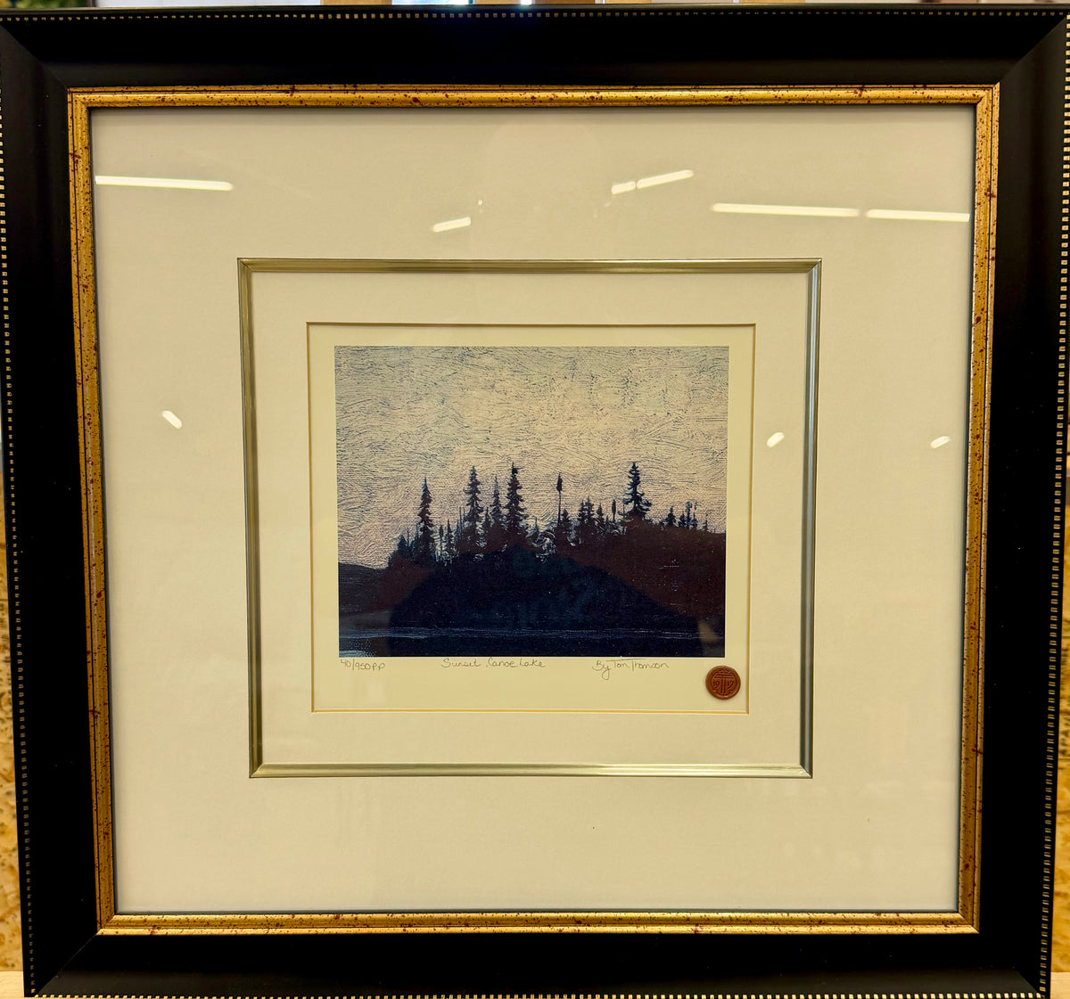 Framed Limited Edition Tom Thomson Set of 3 Prints (Canoe Lake, Sunset Canoe Lake, & Northland Sunset)