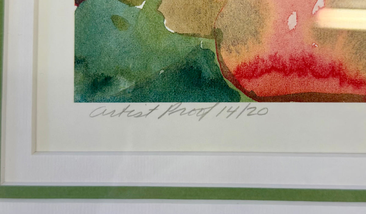 Elizabeth Berry “Hibiscus” — Signed Artist Proof Watercolor, Gold Gallery Frame