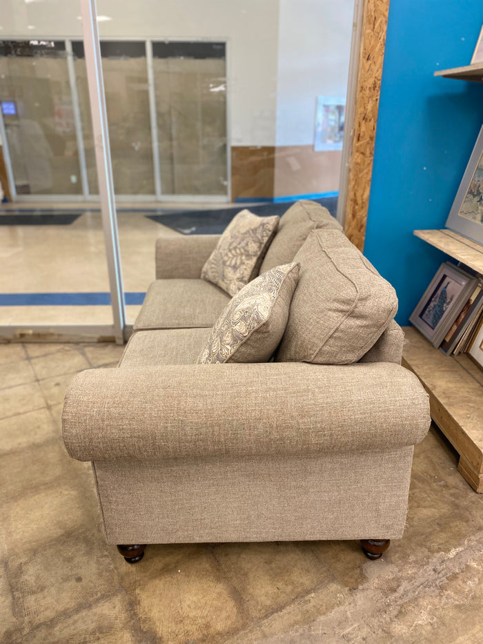 Light Gray Sofa with 2 Patterned Throw Pillow Loveseat