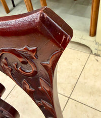 Vintage Tufted Settee / Loveseat – Emerald Green & Ornate Carved Wood