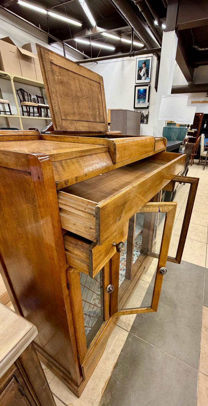 Antique  Art Deco Oak "Side-by-Side" Buffet with Lift-Top Drawer