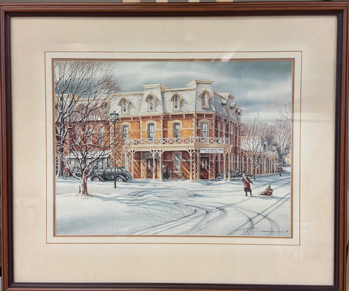 Charming Framed Winter Print: "The Prince of Wales Hotel" by Trisha Romance ('84)