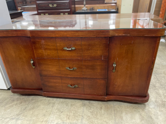 Wooden Dresser With Glass top