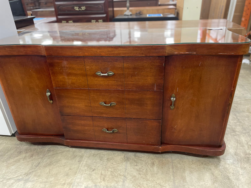 Wooden Dresser With Glass top