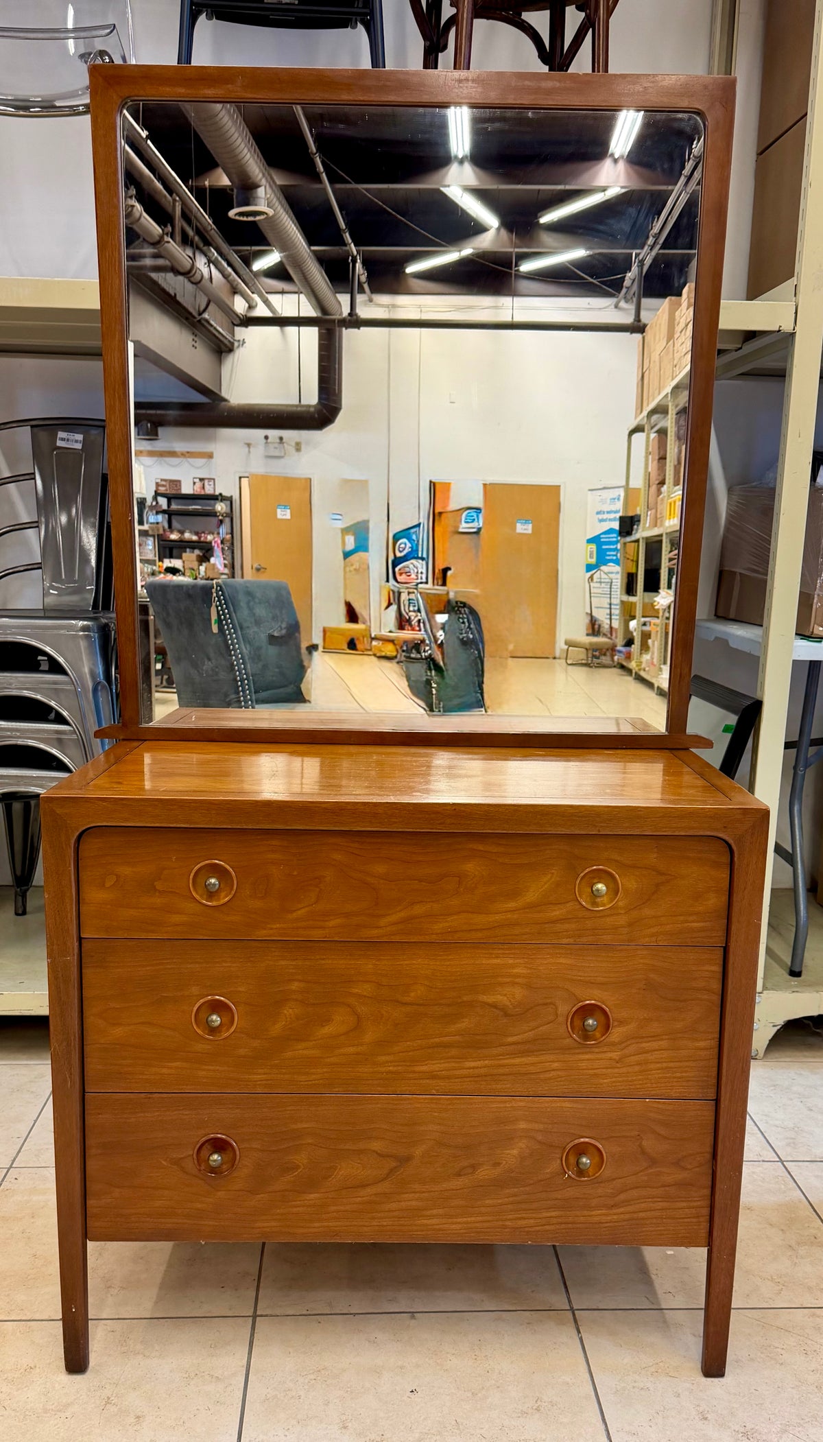 Mid-Century Modern Masterpiece: "Counterpoint" Bachelor Chest with Attached Mirror by John Van Koert for Drexel