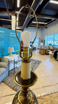 Classic Brass Bouillotte Style Lamp with Traditional Architectural Stepped Base