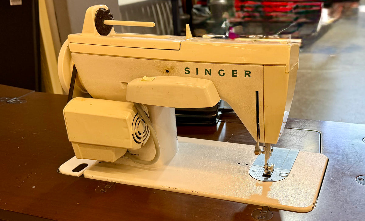Vintage Singer 248 Facilita Sewing Machine in Dark Wood Cabinet Desk