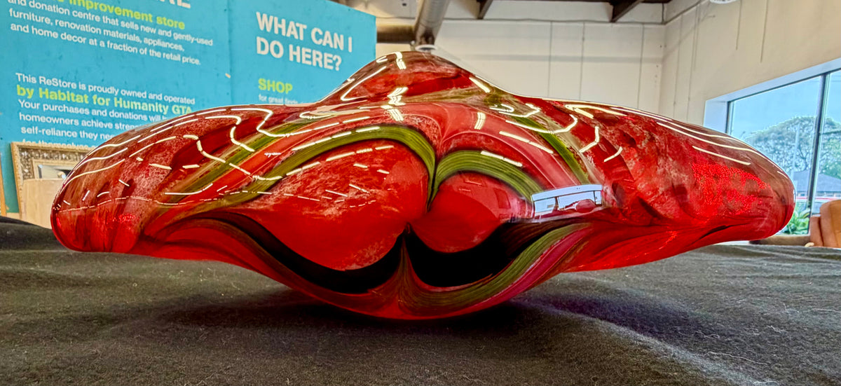Striking Hand-Blown Art Glass Asymmetrical Freeform Centerpiece Vessel