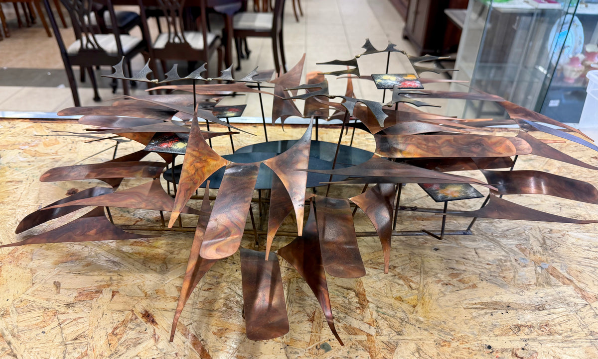 Mid-Century Brutalist Welded Copper and Enamel Wall Sculpture