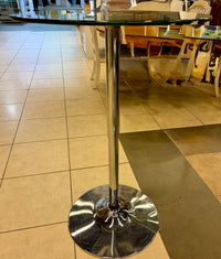 Sleek & Space-Saving Modern Chrome & Glass Adjustable Bar Table