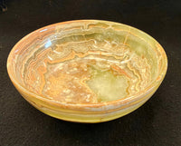 Earth & Sage Hand-Carved Natural Banded Green Onyx Shallow Bowl