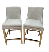 2-Piece Light Grey Upholstered Counter Stool with curved backrest