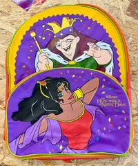 Rare Vintage 1990s Disney's The Hunchback of Notre Dame Quasimodo & Esmeralda Vibrant Retro Backpack