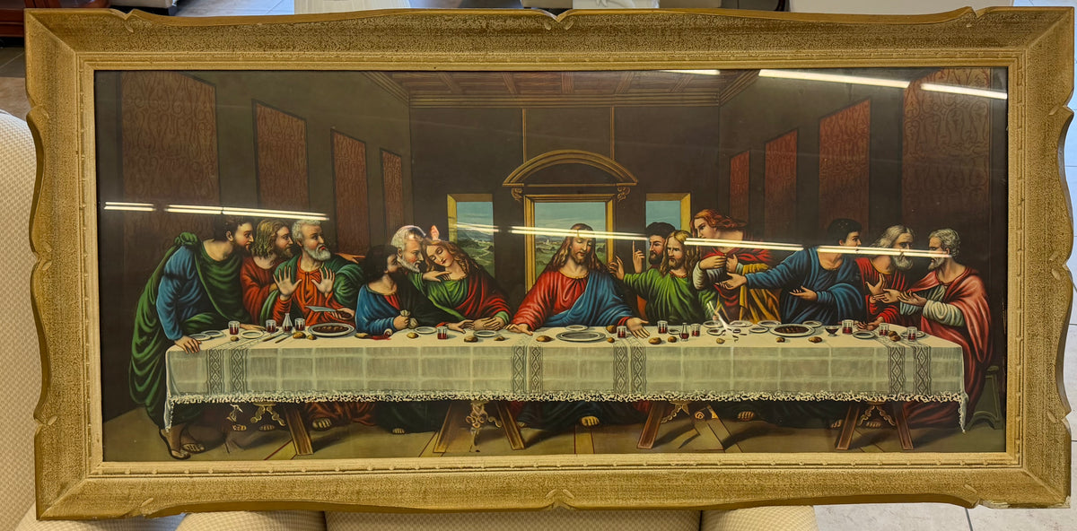 Ornate Vintage Framed 'The Last Supper' Devotional Art Print