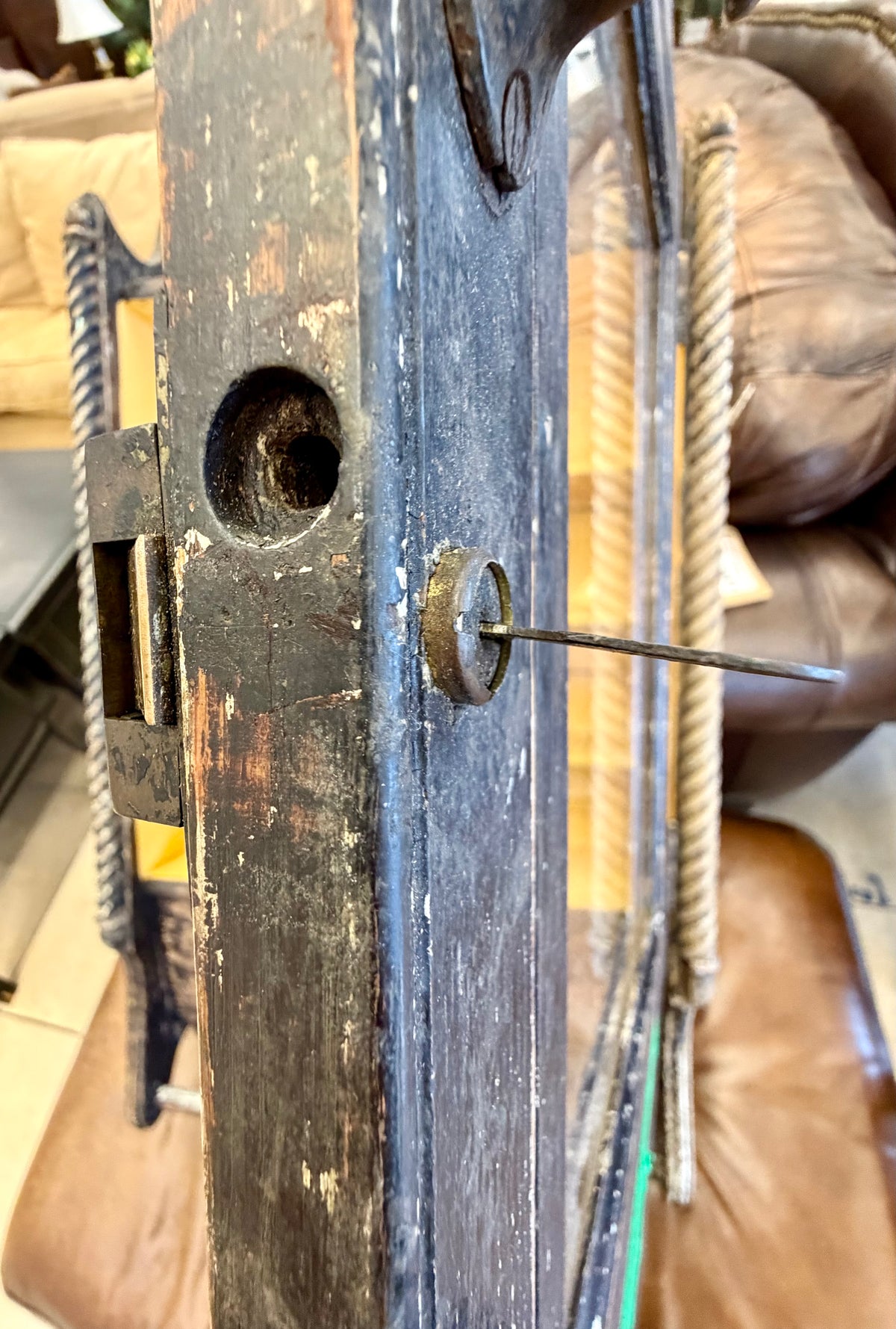 Project-Ready Antique Barber’s Wall Cabinet with  Door and Rope Twist Accents