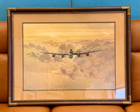 Gerald Coulson "Evening Glow" Signed Aviation Print – Avro Lancaster Bomber – Large Framed 39" x 31"