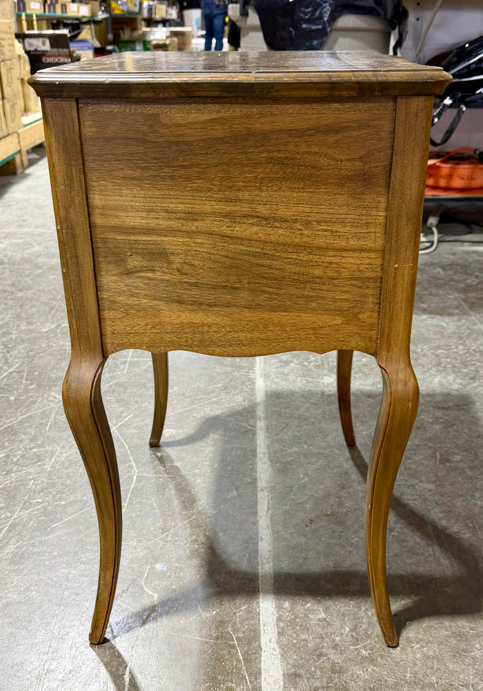 Vintage French Provincial 2-Drawer Nightstand – Cabriole Legs & Velvet Lined