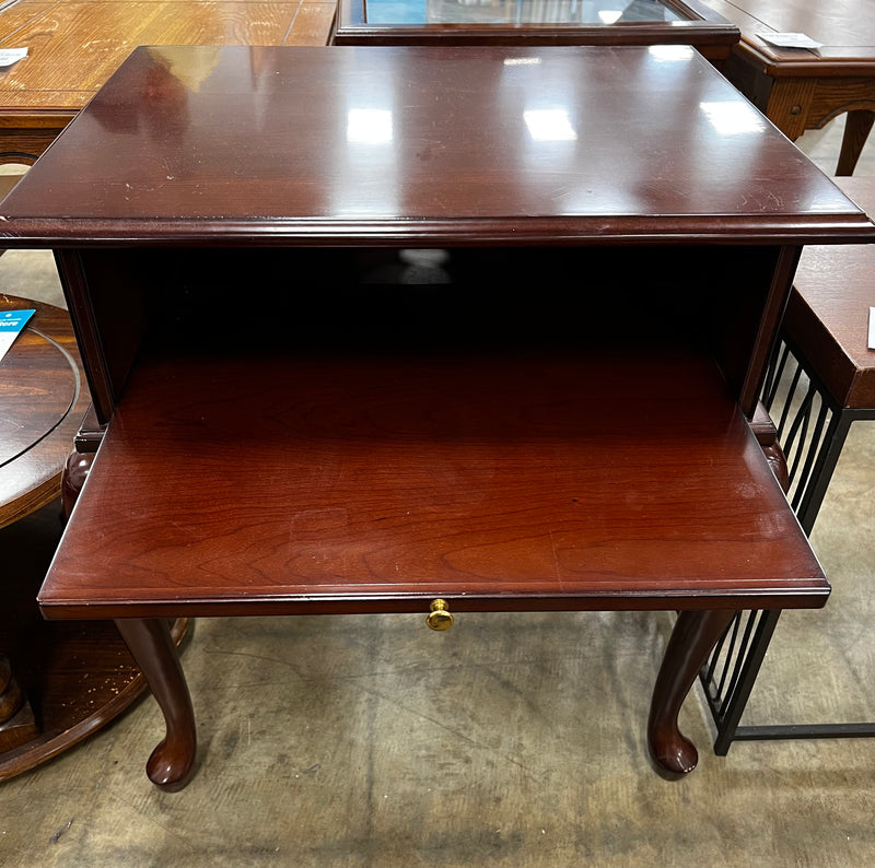 Mahogany Side Table with Pullout Tray