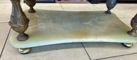 Stunning Vintage Green Onyx and Brass Coffee Table with Lower Shelf