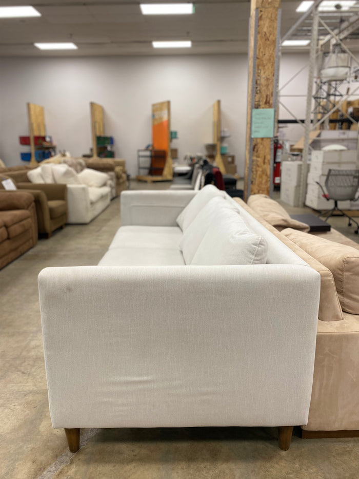 Light Grey Wide Armrests 3 Seater Sofa