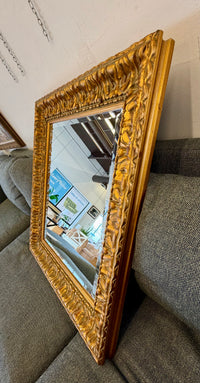Ornate Baroque-Style Gilded Wood Framed Beveled Wall Mirror