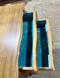 Vintage French Provincial 2-Drawer Nightstand – Cabriole Legs & Velvet Lined