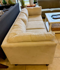 Modern Cream Faux Suede 3-Cushion Sofa