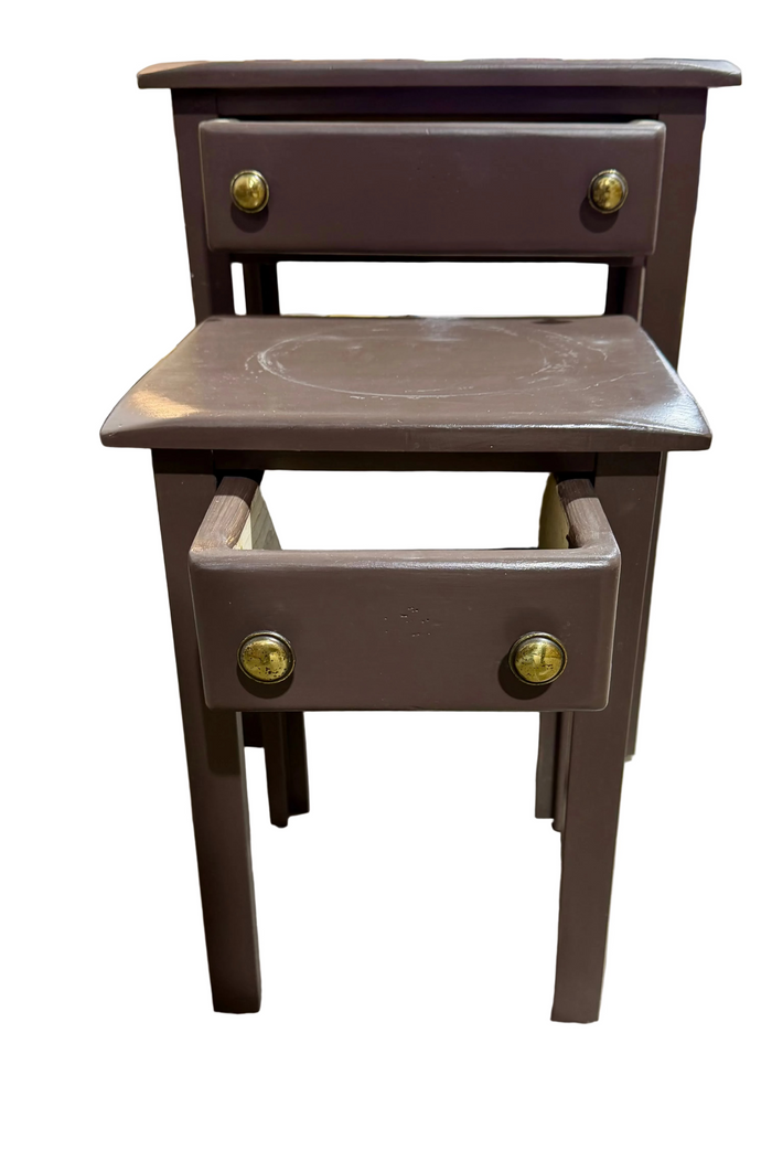 Pair of Refinished Nesting Side Tables with Drawers – Vintage Style